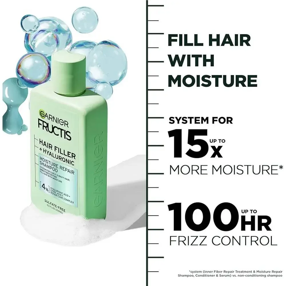 Garnier Fructis Hair Filler Moisture Repair Shampoo, Sulfate Free Shampoo...